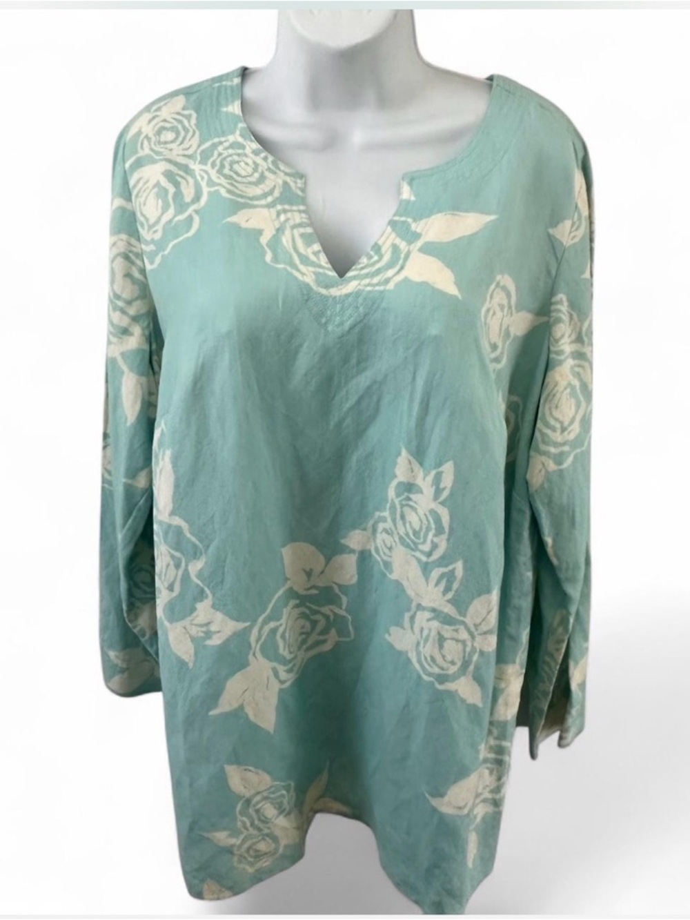 JH Collectibles Mint Floral Notch-Neck‎ Tunic